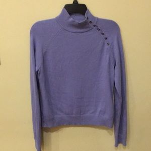 Anne Klein Periwinkle Buttoned Mock Turtle Neck Sweater